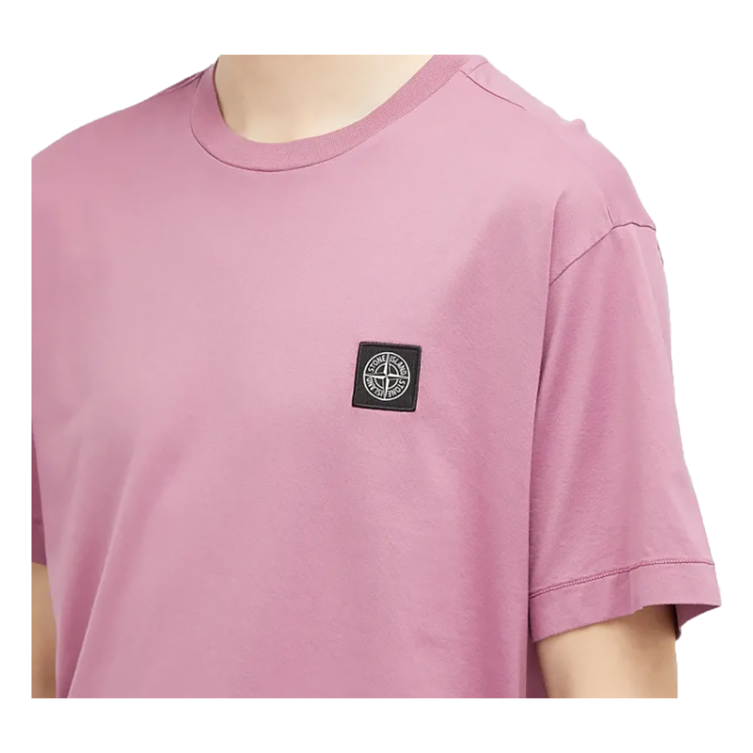 STONE ISLAND LOGO PATCH T-SHIRT IN PINK