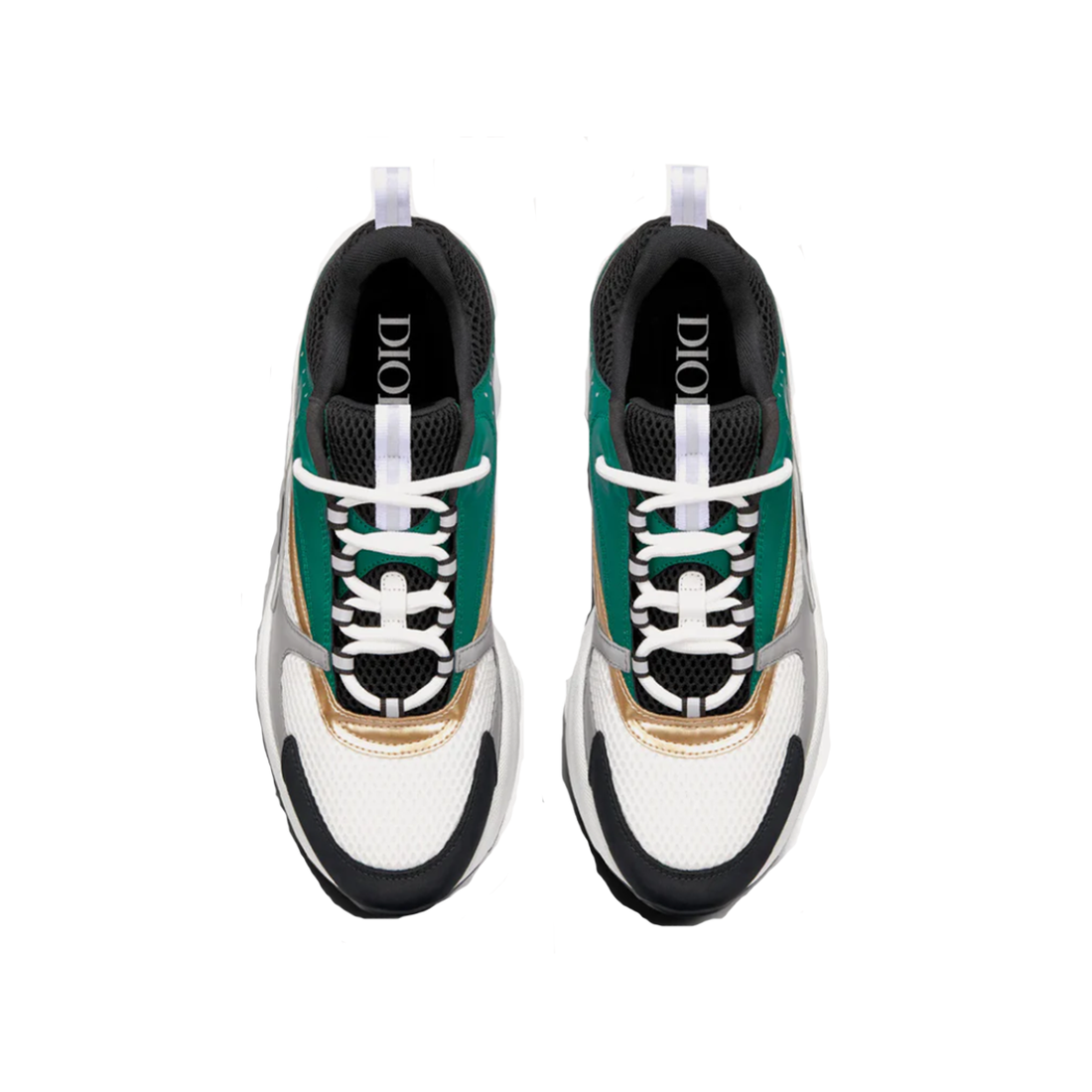 DIOR B22 MESH TRAINERS IN GREEN AND GOLD