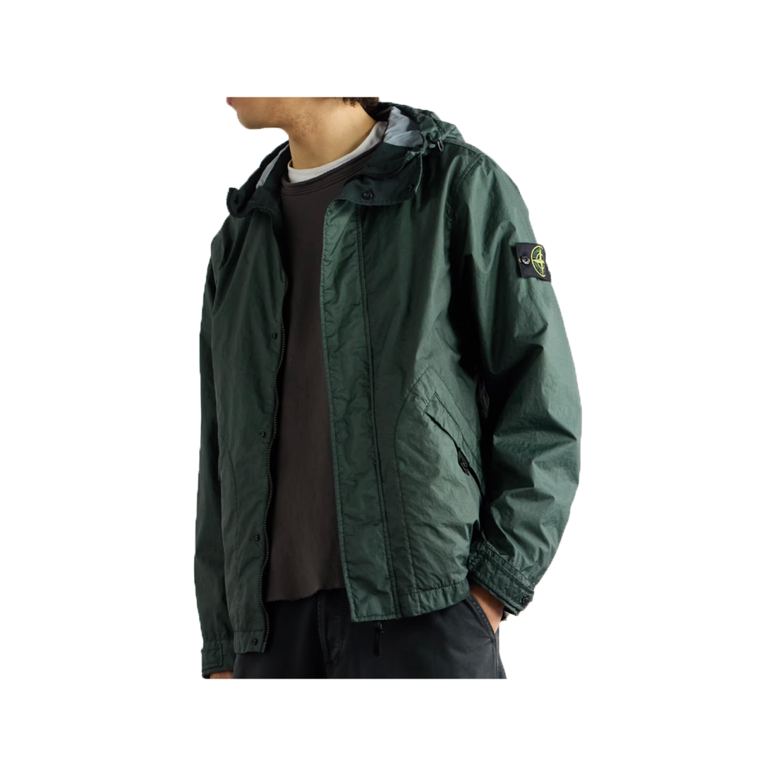 STONE ISLAND MEMBRANA 3L TC HOODED JACKET IN GREEN