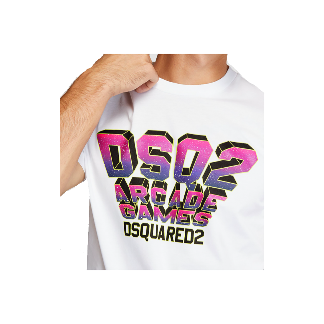 DSQUARED ARCADE GAME LOGO T-SHIRT IN WHITE