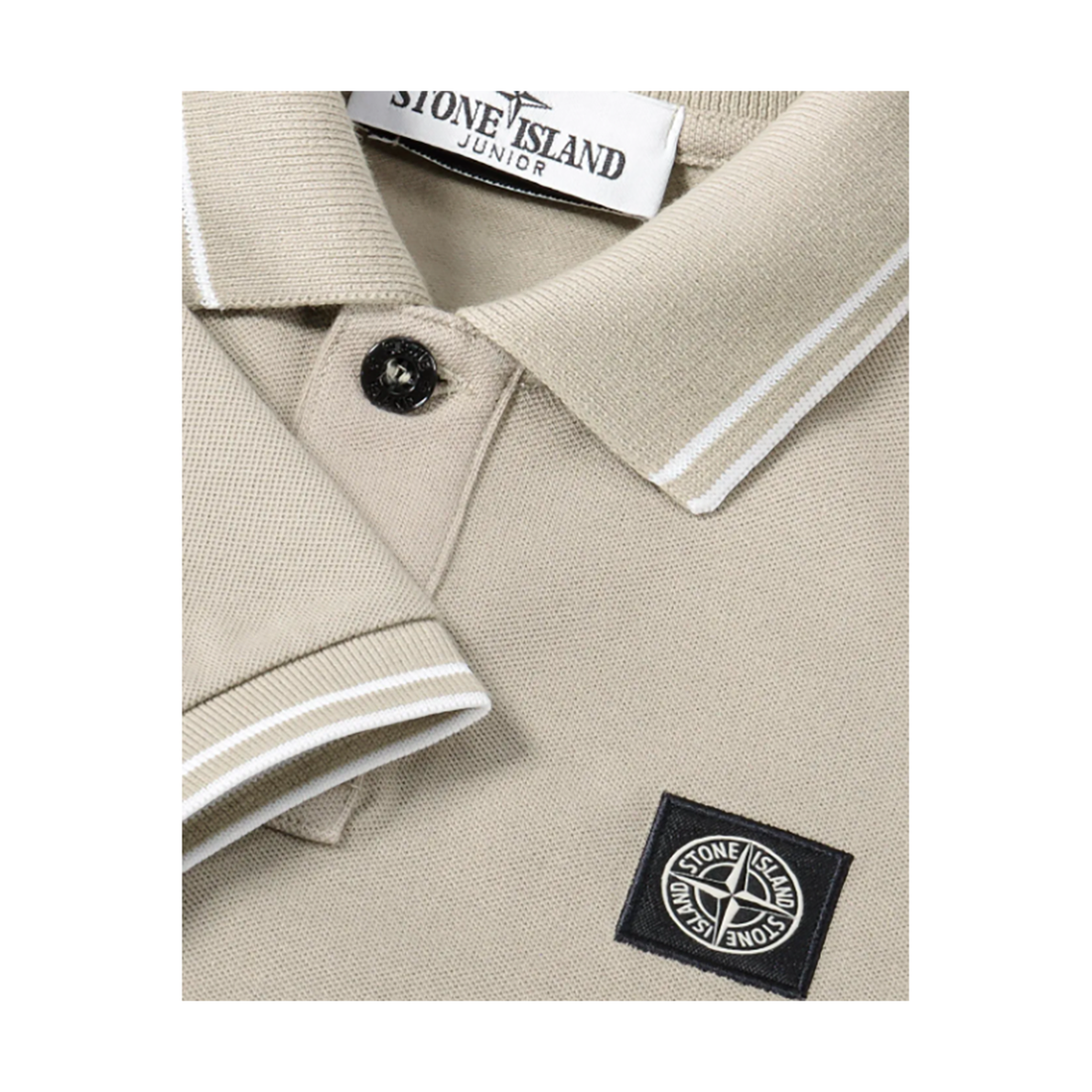 STONE ISLAND JUNIOR LOGO BADGE POLO IN BEIGE