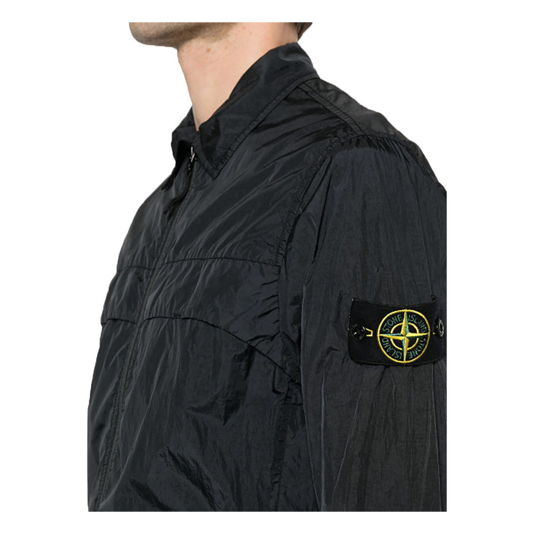 STONEISLAND CRINCKLE REPS SHIRT JACKET IN BLACK