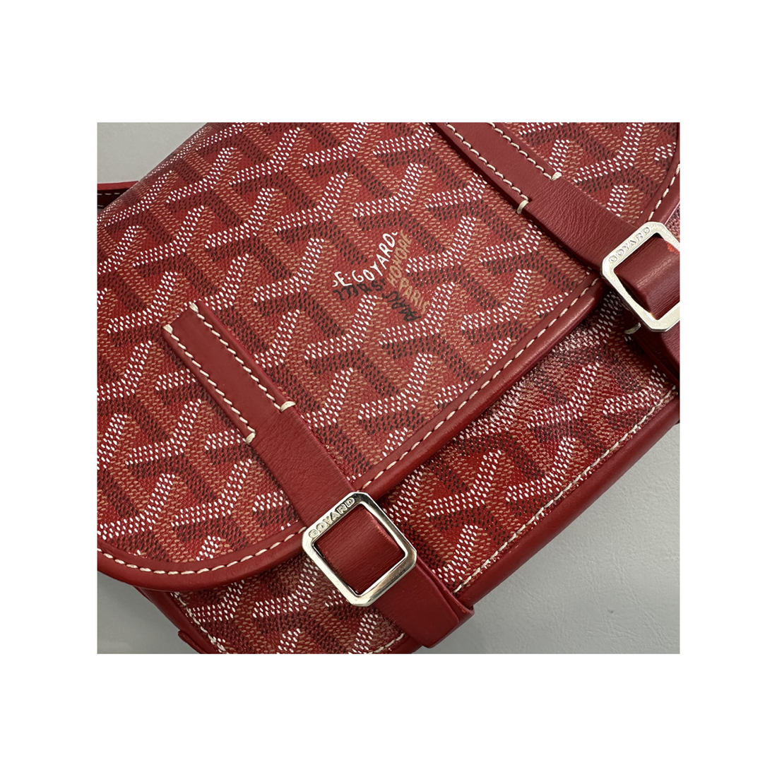 PRELOVED GOYARD BELVEDERE PM MESSENGER BAG IN RED