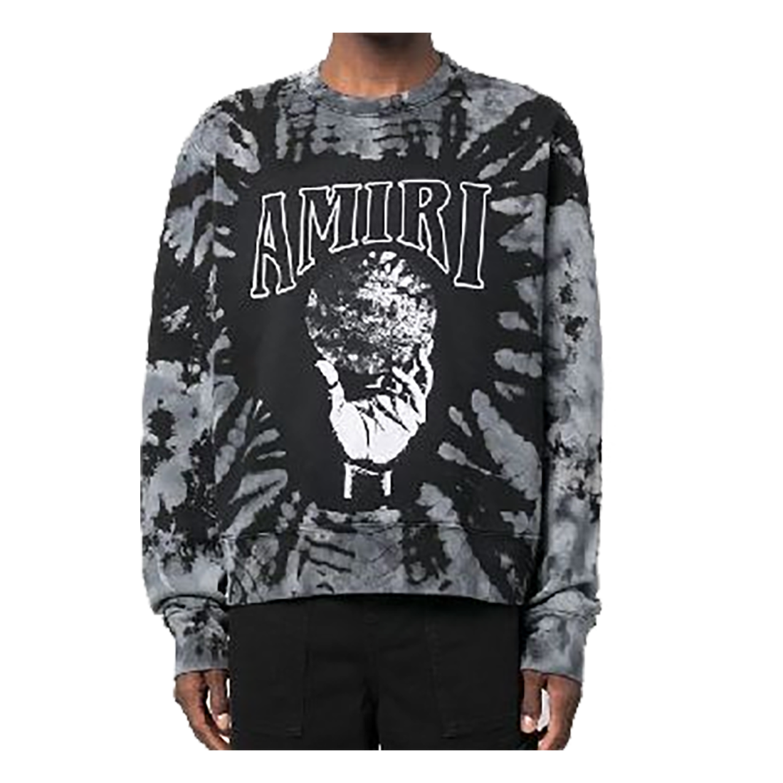 AMIRI TIE-DYE PRINt SWEATER IN BLACK