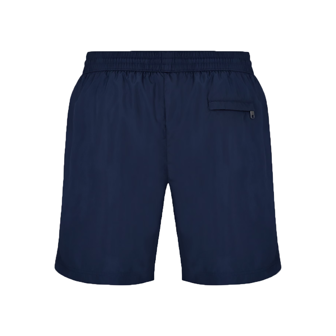 DOLCE AND GABBANA MID-LENGTH SWIM TRUNKS WITH BRANDED PLATE IN BLUE